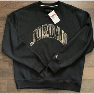 JORDAN BRAND Crew Neck Sweatshirt Black Embroidered DV1574-010 Men's Size L